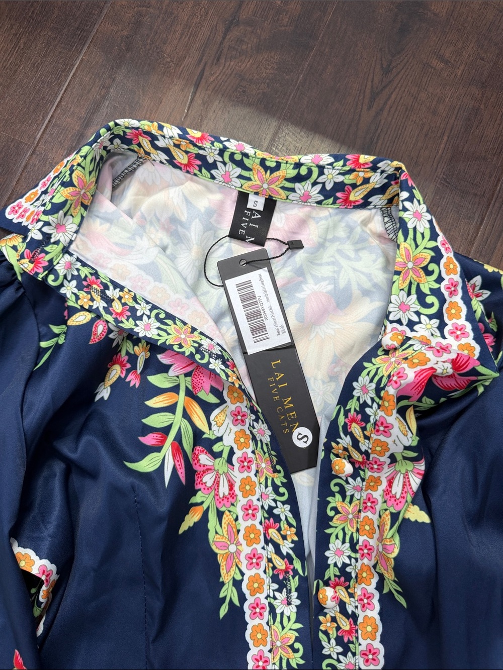 Amazon Floral Embroidered Navy Maxi Dress S - Picture 6 of 6